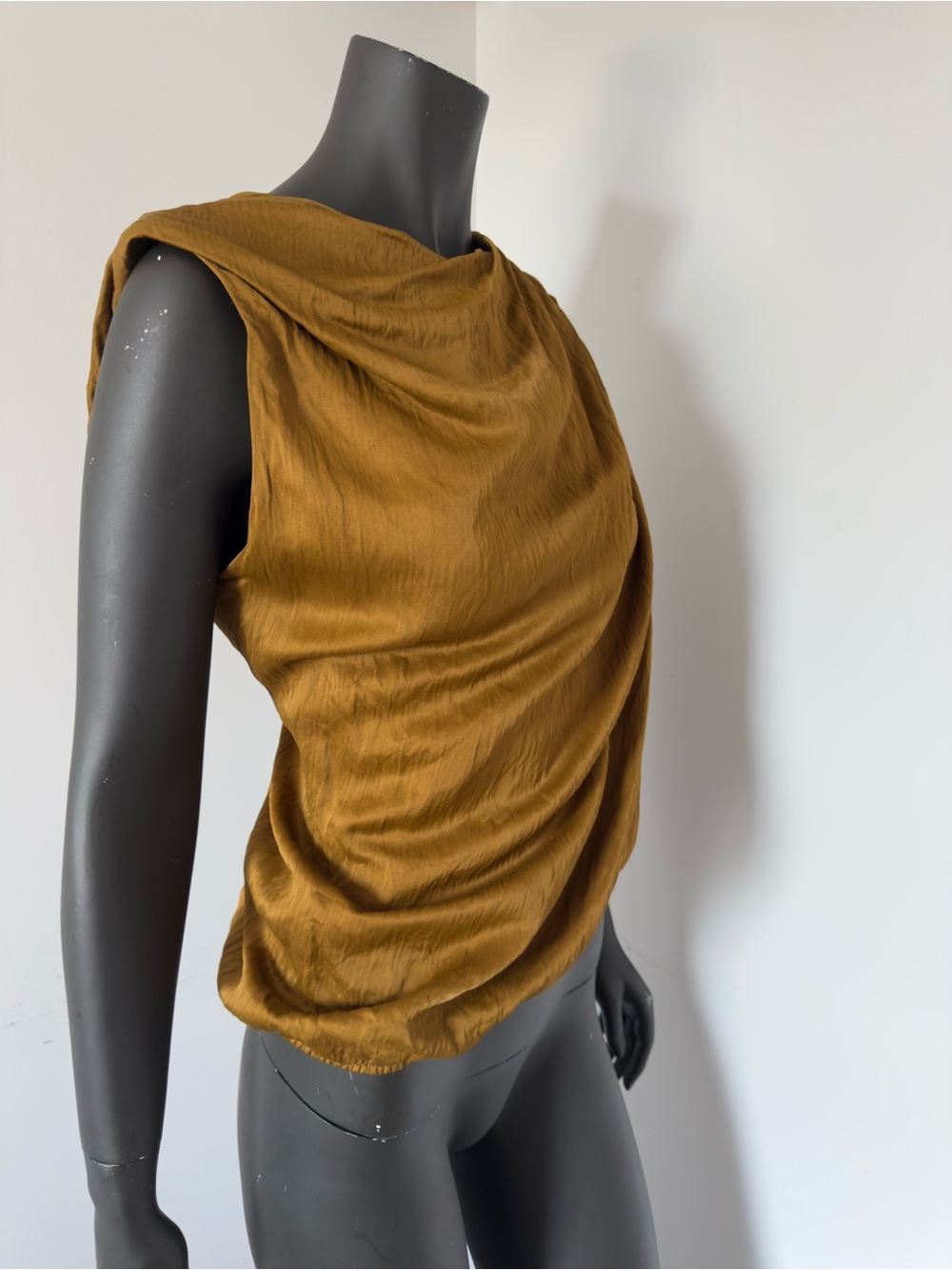 352. Zara Satin Sleeveless Top in Golden Brown - Picture 10 of 11